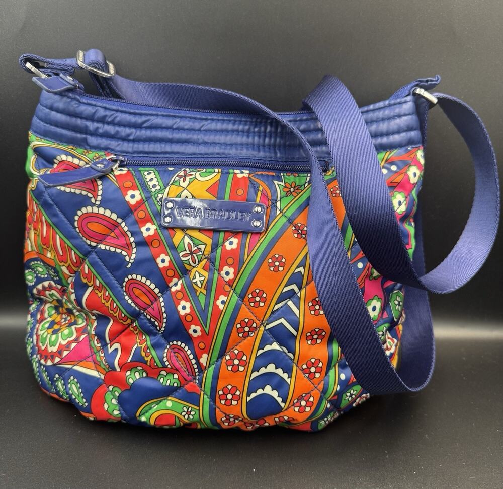 Vera Bradley Venetian Paisley Puffer Nylon Crossbody Bag Blue Multicolor